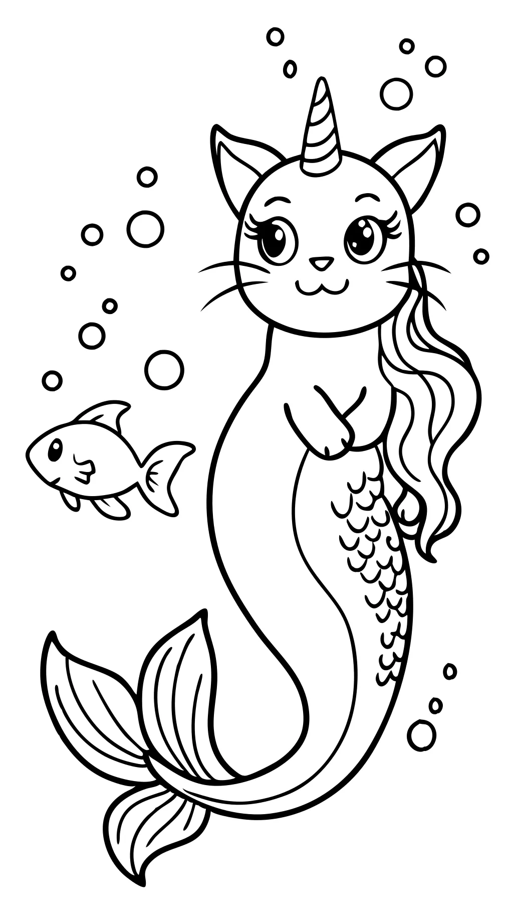 unicorn cat mermaid coloring pages